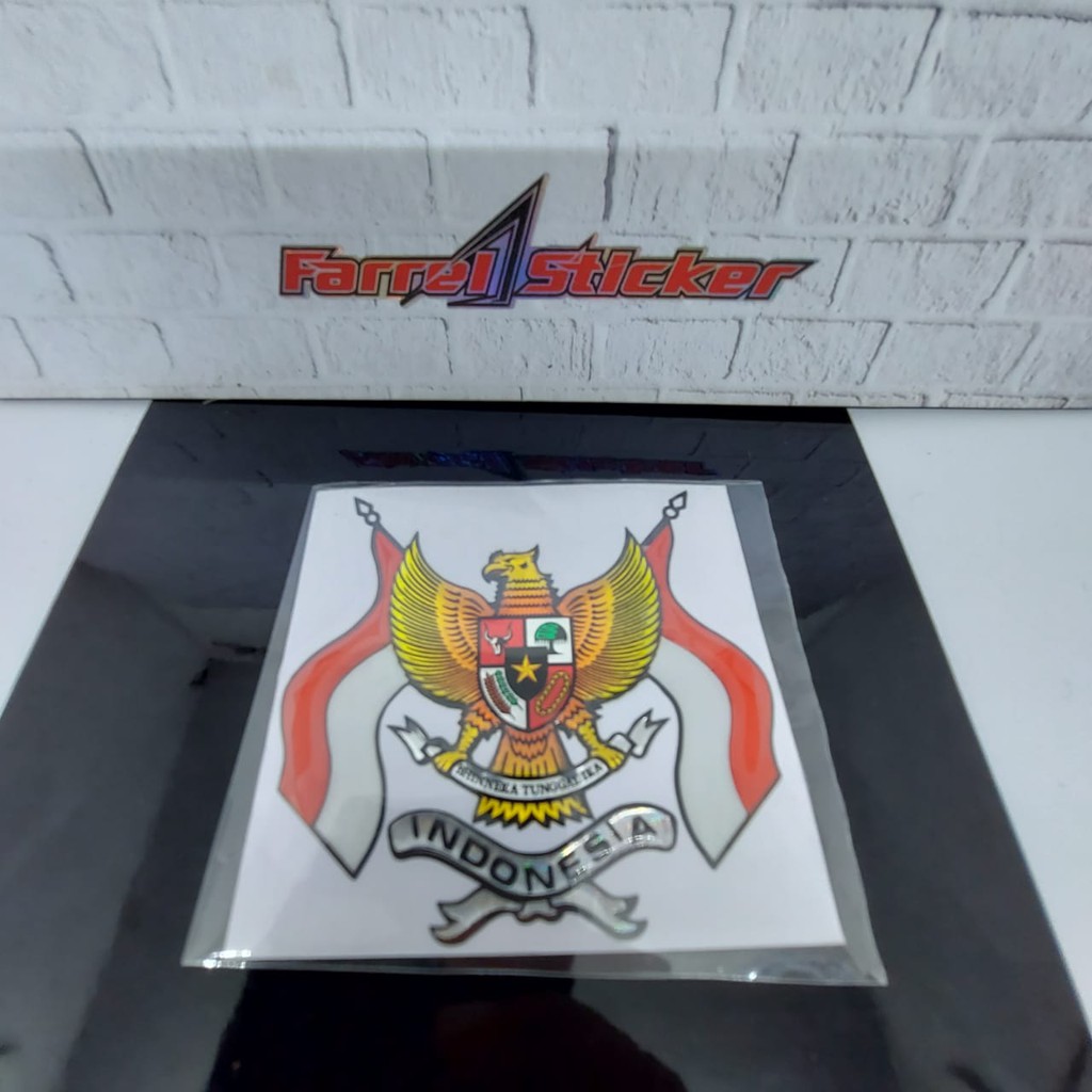 stiker garuda timbul bendera kibar