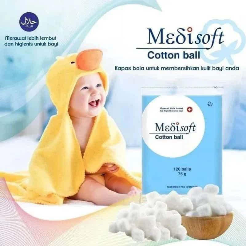 [rumahbayipdg] Kapas bulat bayi kapas bola Medisoft cotton ball 120 balls 75 gram