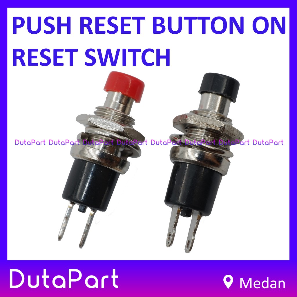 Push Reset Button ON Reset Switch Mini Bagus Tahan Lama Merah Hitam