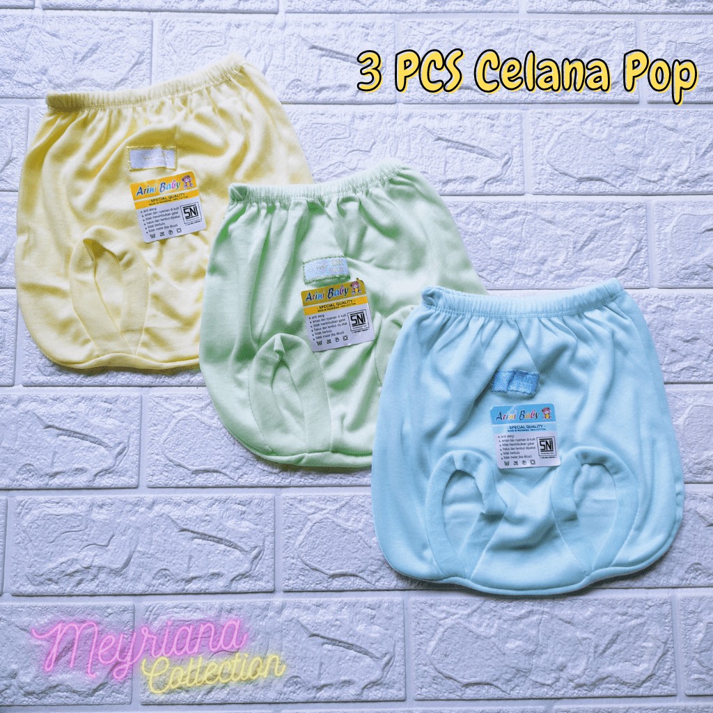 3 SET Celana Pendek POP Bayi Baru Lahir / 3 PCS Celana POP Bayi Newborn / 3 Celana KacamataWarna Soft SNI Bayi Baru Lahir Meyriana Collection