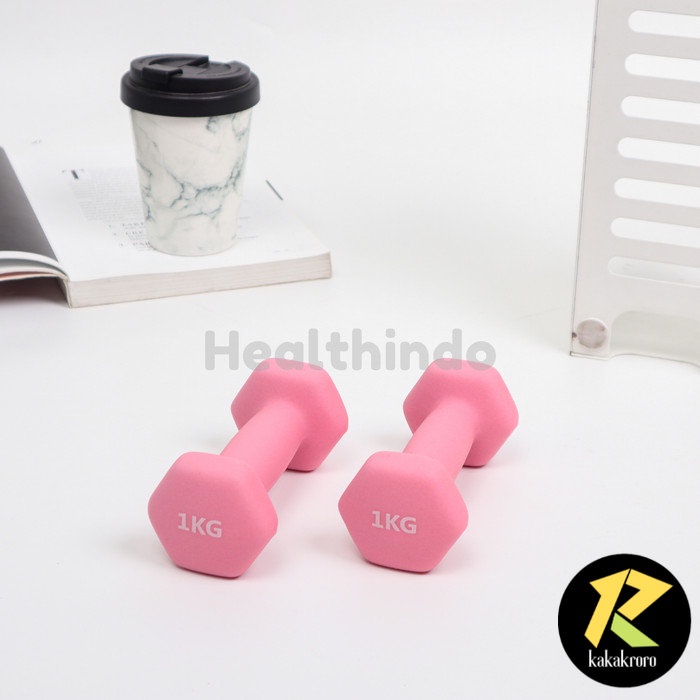 Dumbell 1 Kg / Barbel Mini / Barbel Wanita Neoprene-Alat Fitnes 1 Kg - LIGHT PINK