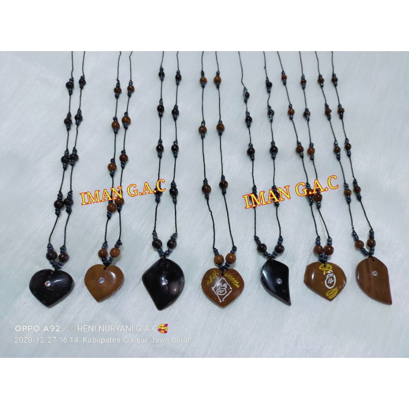 kalung kaokah kaukah asli ecer &amp; grosir/kalung kayu kokah full motif kujang motif taring bulanbintang