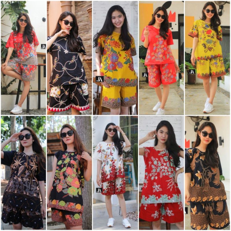 MURAH SETELAN BATIK BAJU TIDUR UNGGUL JAYA PIYAMA DEWASA wanita jumbo celana pendek 3/4 baju modern