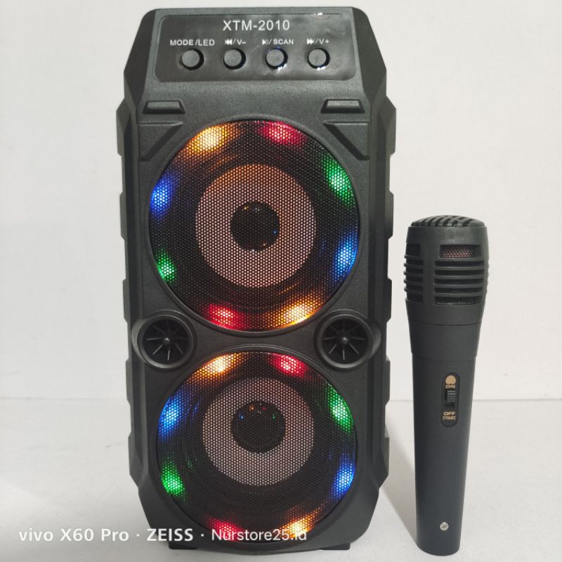 Speaker Bluetooth Portable XTM-2010 Bonus Microphone Kabel Karaoke /Salon Aktif /Musik Box Bluetooth