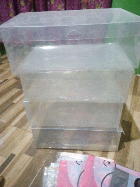[bisa Cod] Dewastore Shoes Box Kotak Sepatu Transparan Warna Warni Tebal Serbaguna Portable Susun