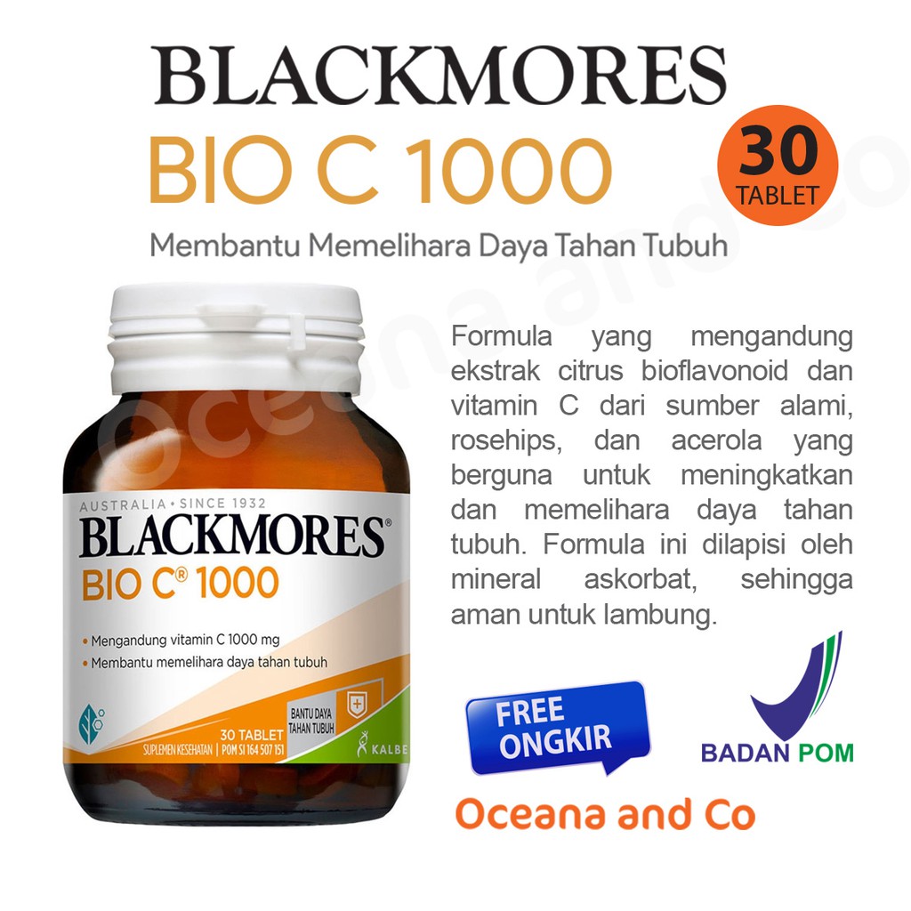 Blackmores Bio C 1000mg Botol 30 Tablet BPOM KALBE