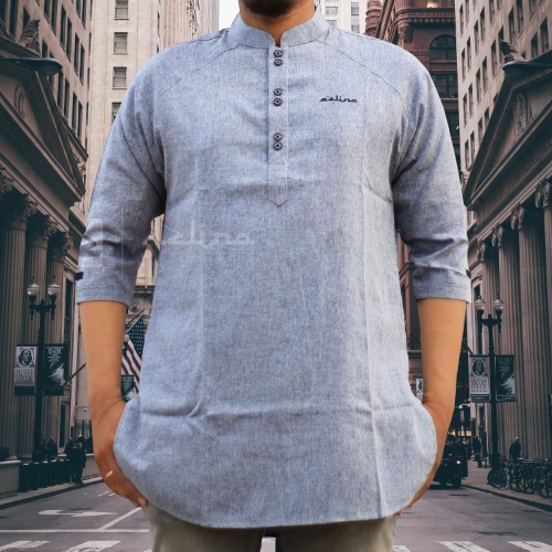 baju koko pria dewasa kurta pakistan moderen busana muslim lengan 3/4 bahan katun madinah bisa cod