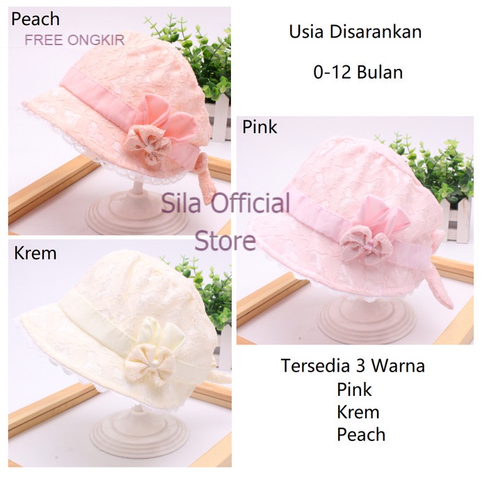 Ready Topi Kupluk Bayi Cewek - Topi Bayi Cantik - KREM