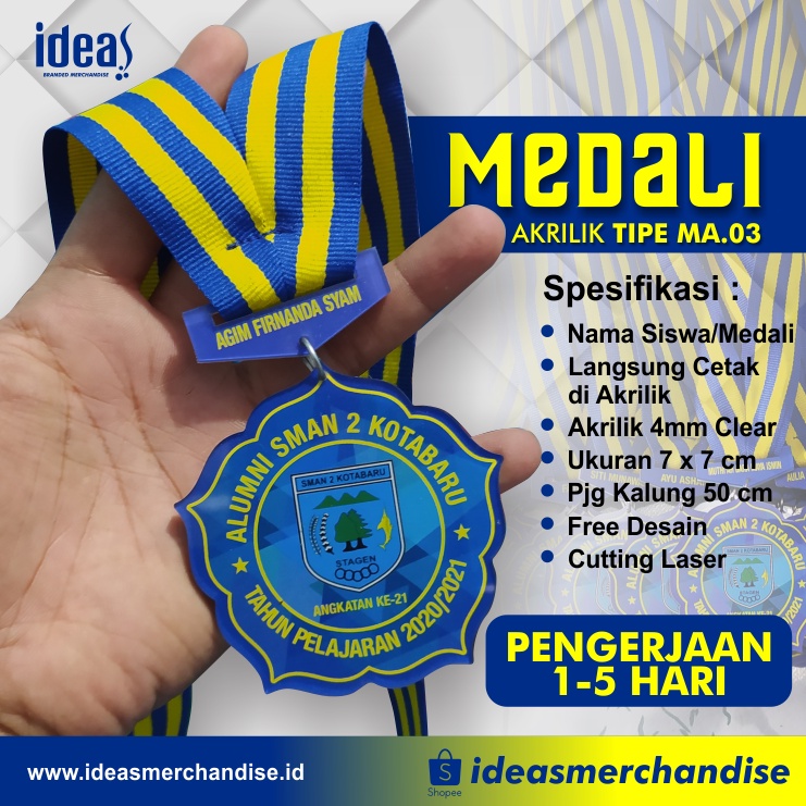 Medali Wisuda Perpisahan Sekolah bahan full akrilik  Pengerjaan Kilat
