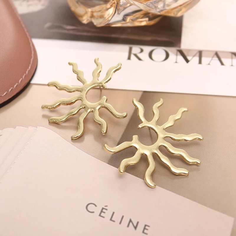 Anting Stud Bentuk Matahari Geometris Gaya Vintage Untuk Wanita