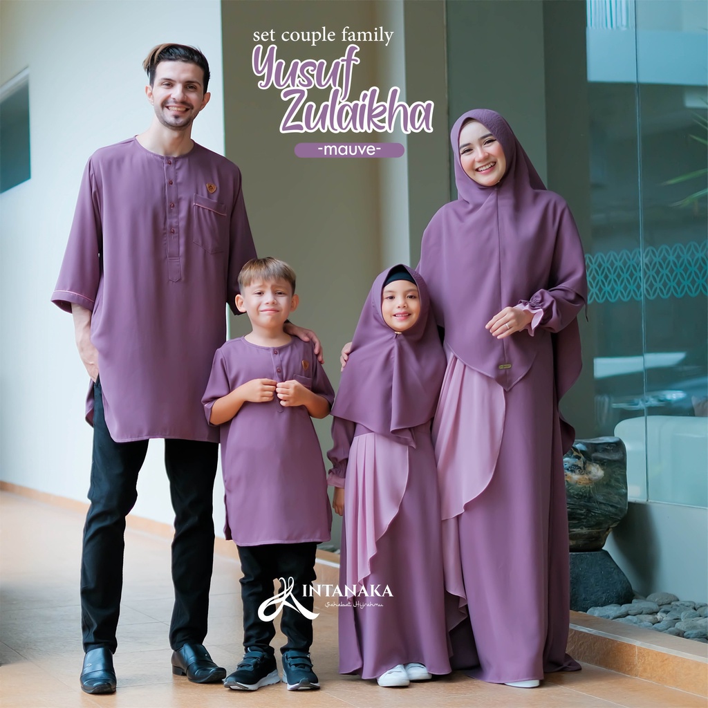 INTANAKA Gamis Exclusive Yusuf Zulaikha Mauve Sarimbit Couple Keluarga Lebaran Baju Abaya Koko Kurta