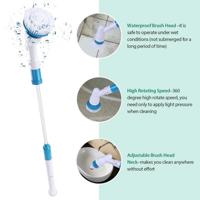 TaffHOME Hurricane Spin Scrubber Sikat WC Elektrik Bathroom Kitchen Cleaning Tools Set - WQ8111