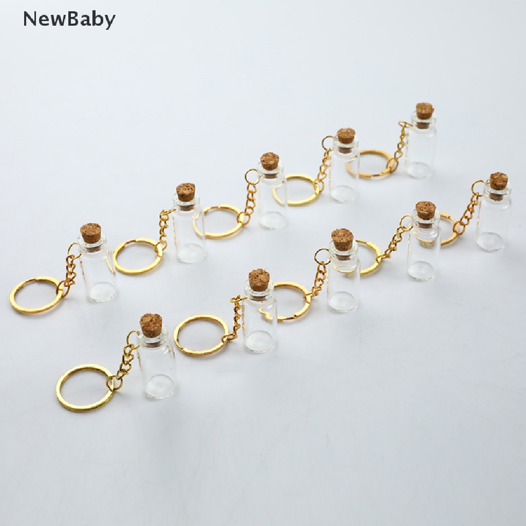 Newbaby 5pcs Liontin Botol Kaca Mini Dengan Tutup Gabus Untuk Parfum