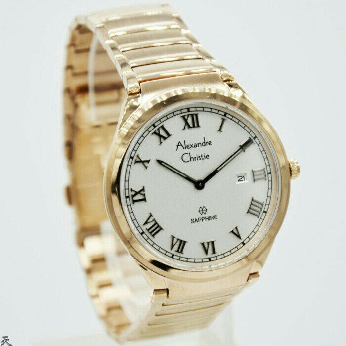 ALEXANDRE CHRISTIE WATCH AC 8538 PRIA SAPPHIRE SOFT ROSEGOLD WHITE ORIGINAL
