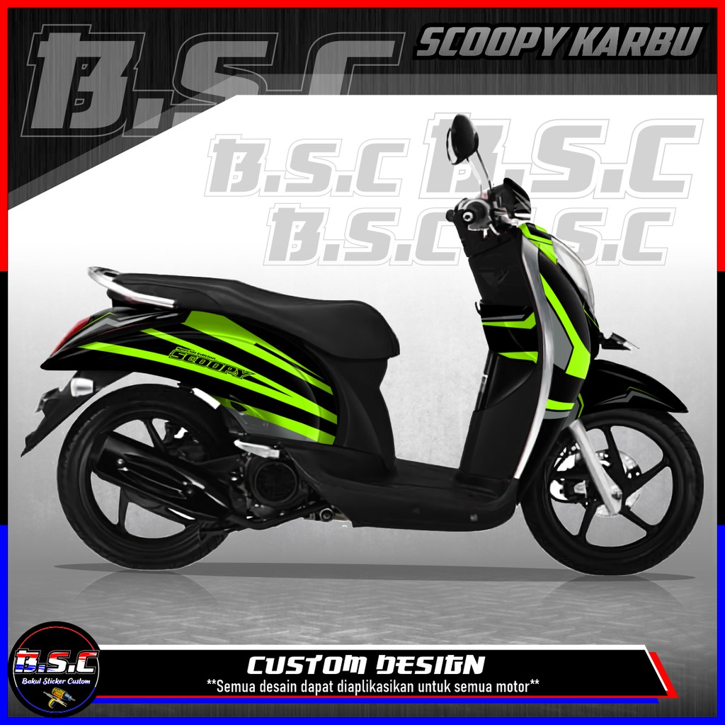 Sticker Decal FULL BODY Scoopy Karbu Scoopy Old Motif Simple Strip Green