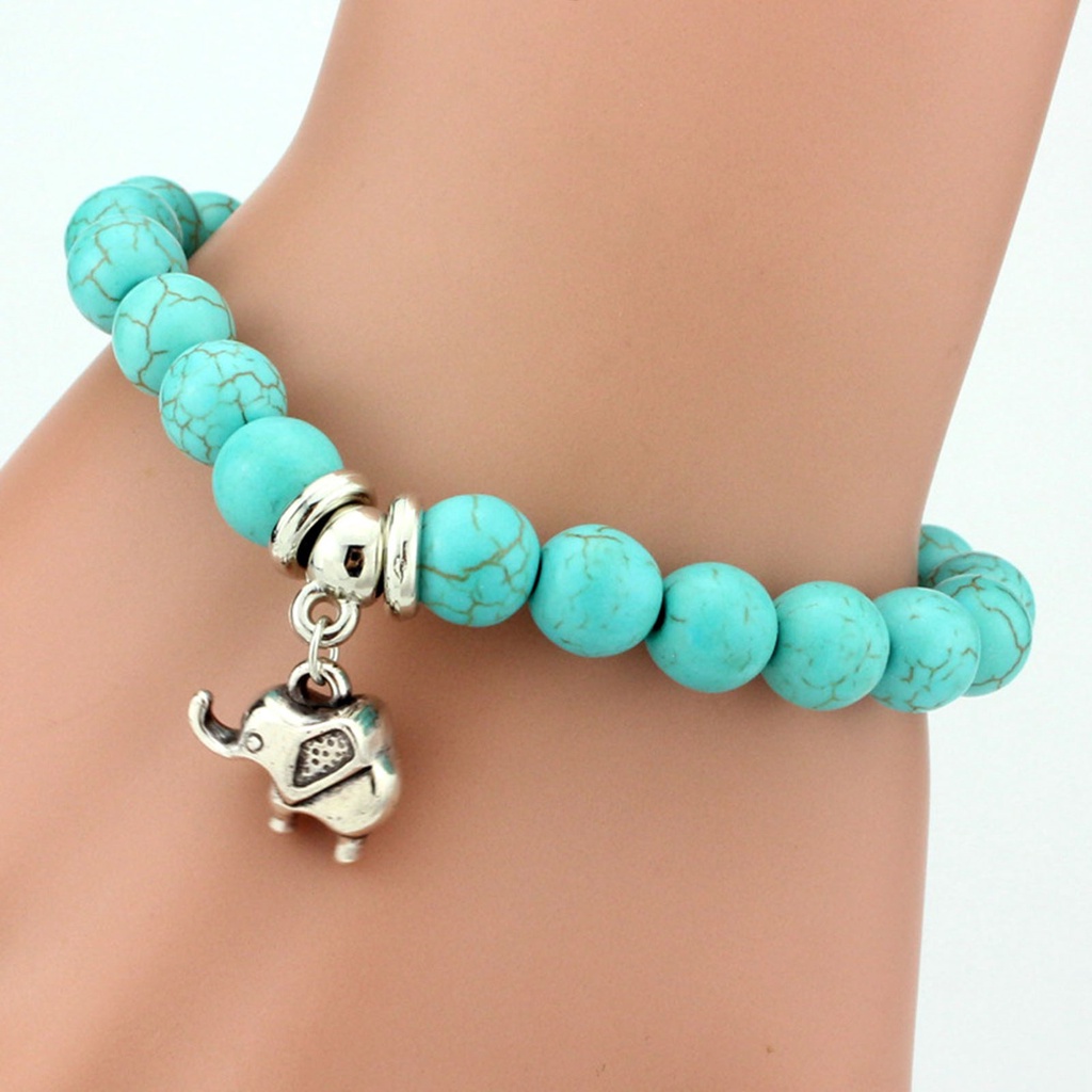 Hu Hu Hu Hu Hu Alat Bantu Pasang Kacamata♡ Gelang Manik-Manik Turquoise Imitasi Bentuk Burung Hantu Tahan Lama Untuk Wanita