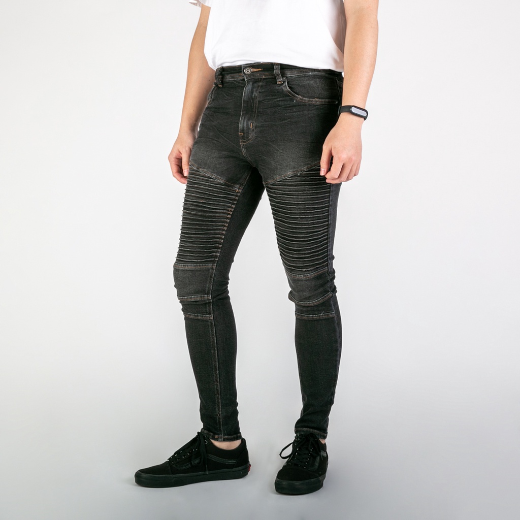 UNITEDJEANS - Celana Jeans Pria Bahan Stretch Denim - Biker Jeans - Exodius Black - (UJB-10)