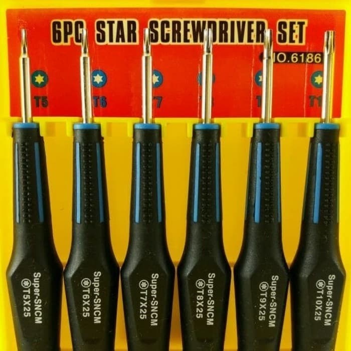 Obeng Bintang Sellery 11-198 6pcs Screwdriver Set Star HP Reparasi Tools