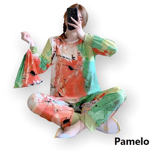 Pamelo Pajamas Tie Dye Daster Tie Dye Baju Tidur Tie dye Fashion Wanita TieDye Setelan Tiedye