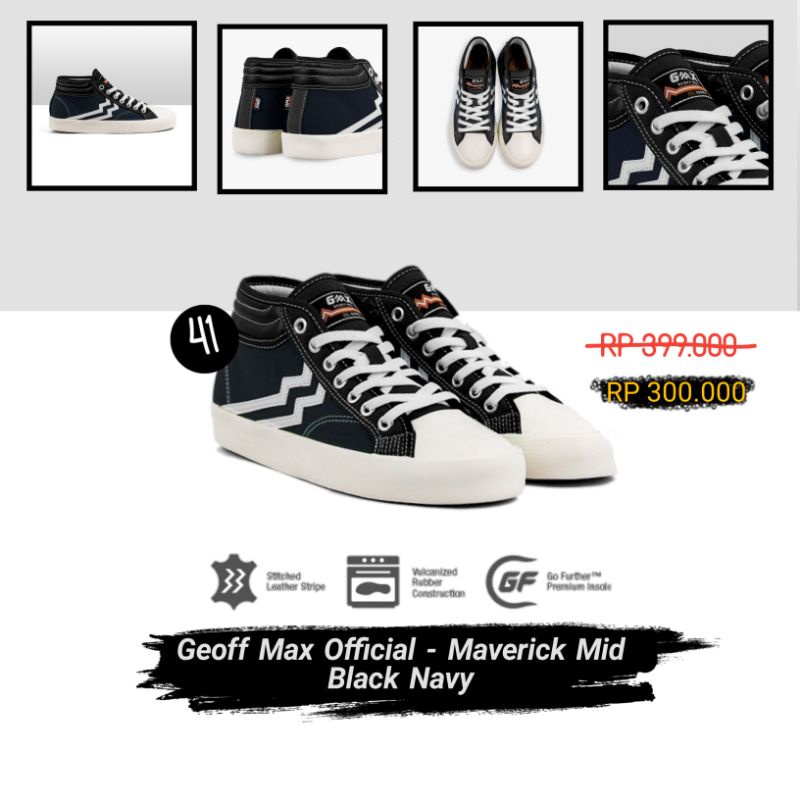 Sneaker cowok - Maverick Mid Black Navy (HARGA SALE)