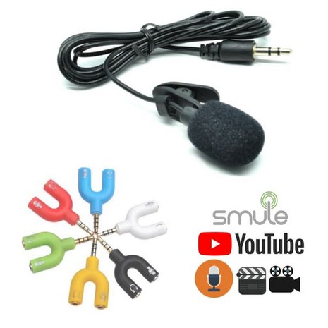 Paket Youtuber / Vloger Vlogger / Rekaman - Microphone + Splitter U ( Mic Clip On Tempel Kancing Baju + Audio ) - Youtube Vlog