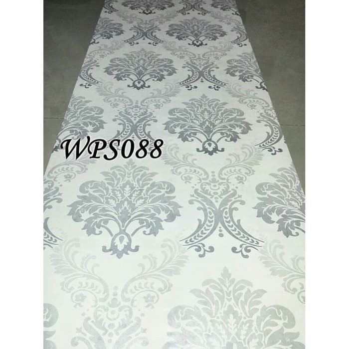 Wallpaper Dinding Rumah Motif Batik Abu Silver WPS088 Walpaper Wolpeper Dekorasi Kamar BISA COD