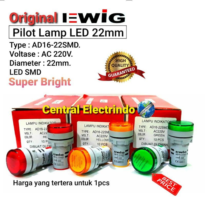 Pilot Lamp LED AD16 22SMD 22mm EWIG Super Bright.