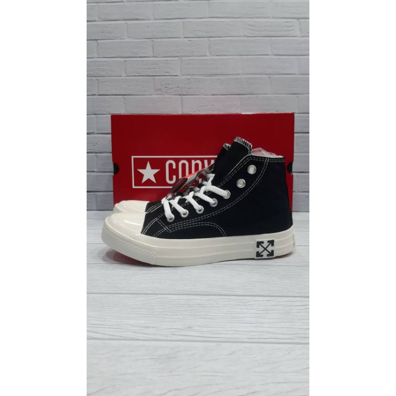 converse 70s x off white hi all black sol white