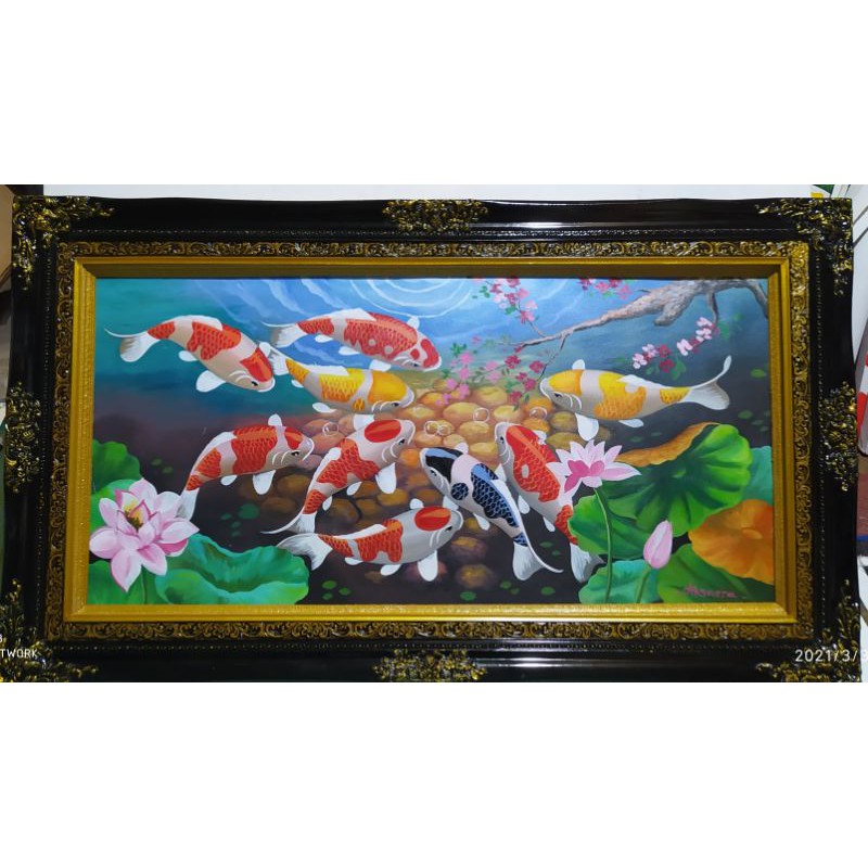 lukisan ikan koi asli hasil tangan bukan print atau cetakan