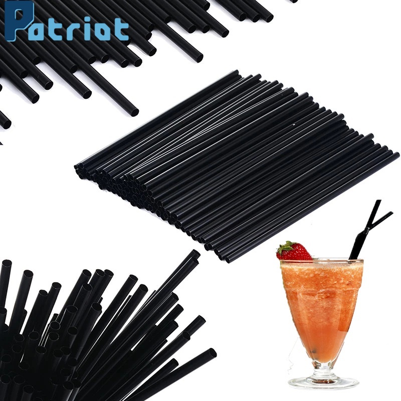 100pcs Sedotan Plastik Flexible Sekali Pakai Warna Hitam Panjang 21cm Untuk Pesta Pernikahan / Ulang Tahun