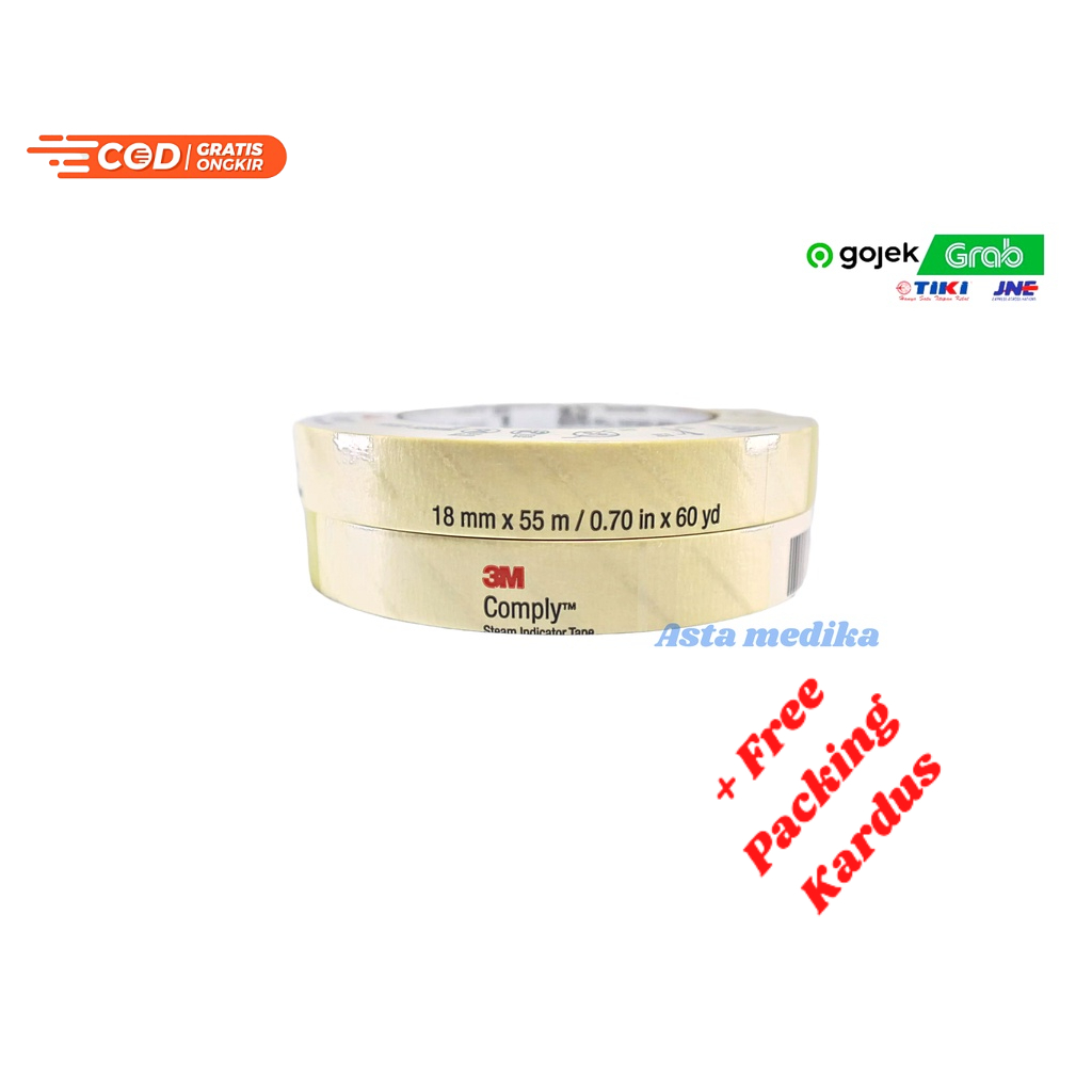 Autoclave Tape 12mm &amp; 18mm 3M - Comply Steam Indicator Tape - Adhesive Tape 1322 12mm &amp; 1322 18mm 3M