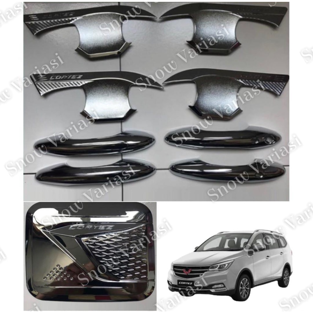 Paket Outer Handle Tank Cover Wuling Cortez Hitam Chrome