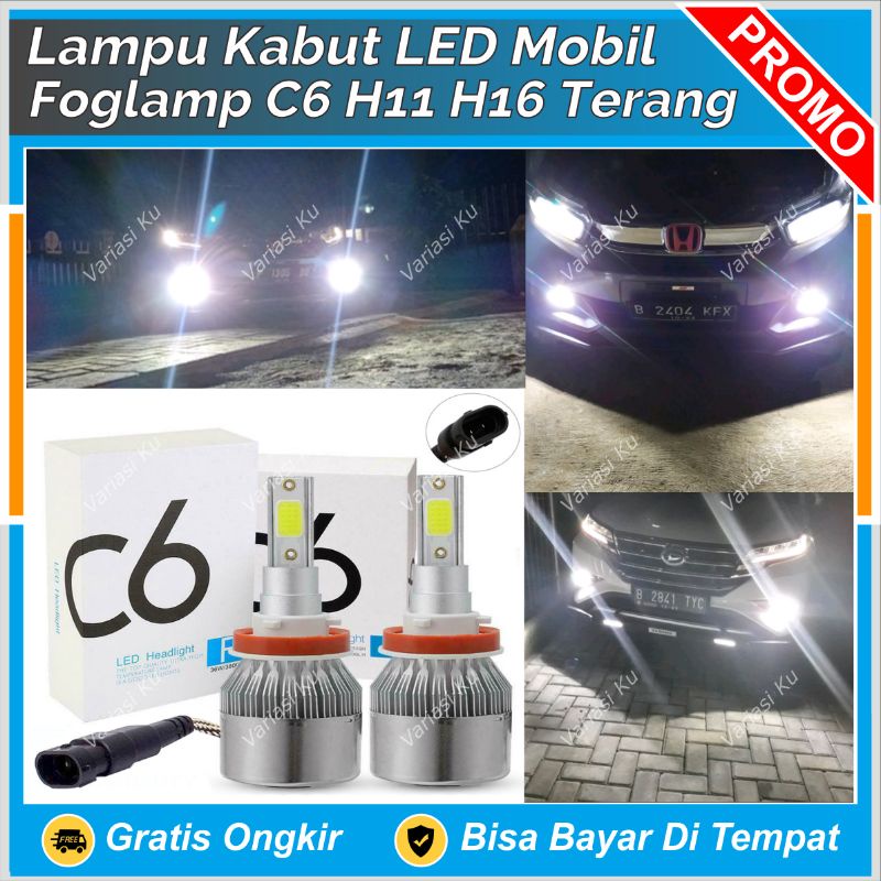 LAMPU FOGLAMP LED H11 C6  C6H11 PUTIH PNP MOBIL AVANZA BRIO MOBILIO BR-V HR-V CR-V JAZZ CITY FREED C