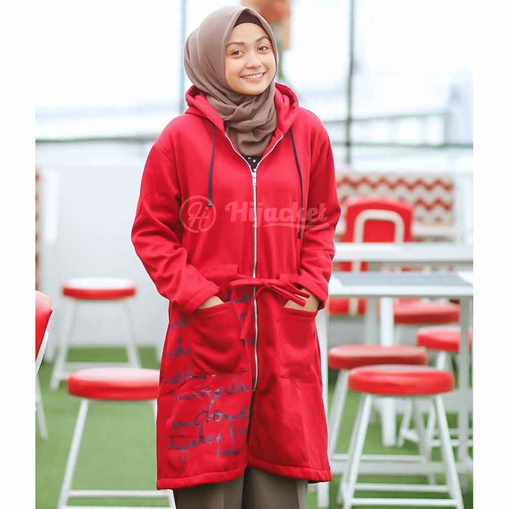 Jaket Jacket Panjang Wanita Cewek Hijabers Hoodie Terbaru Kekinian Coklat & Marun Hijacket UB Trendy-4
