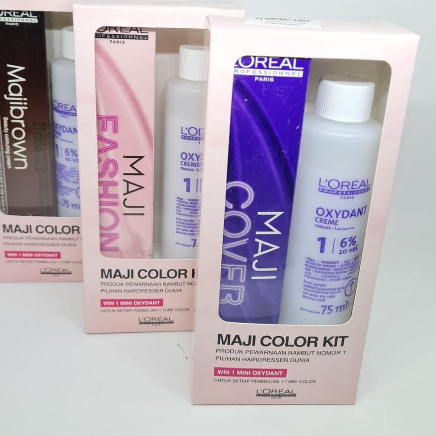 ⅎ LOREAL Maji Color Kit ( Maji fashion / Maji cover / Maji brown + oxydant 75ml ) ✯