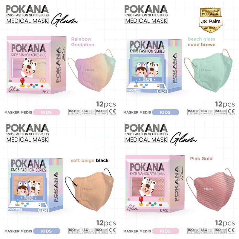 Masker Pokana KN95 kids fashion series 6 ply isi 12 pcs / Masker Pokana KN95 kids glam series