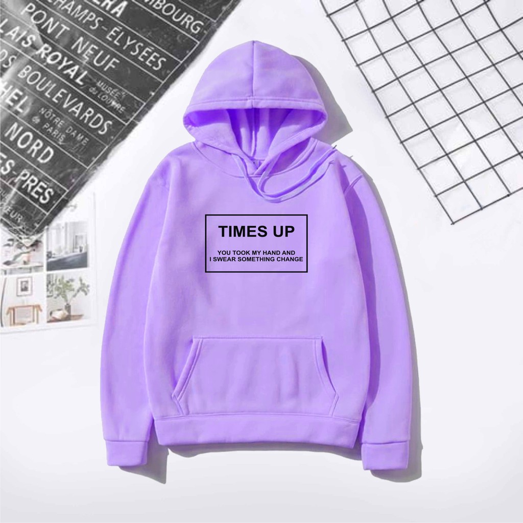 FenishaStore Sweater Hoodie Pria Dan Wanita TIMES UP Kantong Depan Bisa Bayar Ditempat COD