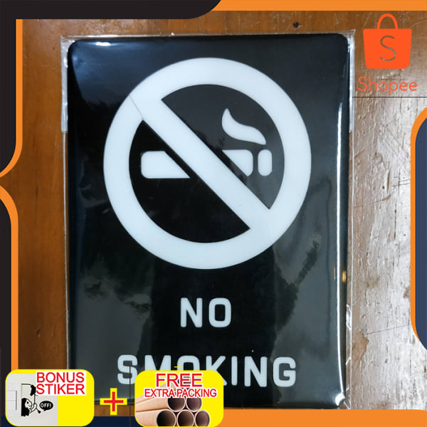 

Laser cutting acrylic sign/tanda "NO SMOKING" 01 - Hitam 9.5cm x 11.5cm Elegan