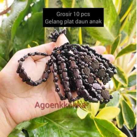 Grosir 10 pcs Gelang plat daun anak hitam kokka kaukah