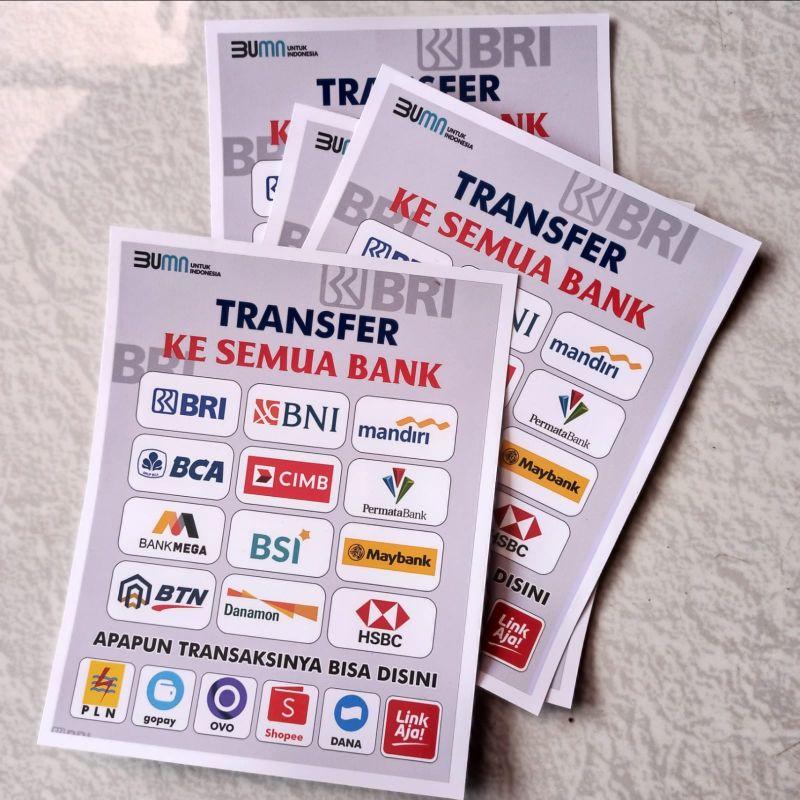 

Stiker Transfer Agen Brilink, BNI, Mandiri, BTPN