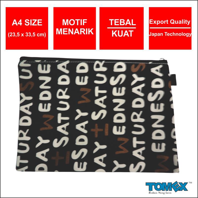 

Tomex Document Bag Tas Dokumen Kotak Pensil Tempat Pensil Resleting Motif Sunday Monday A4