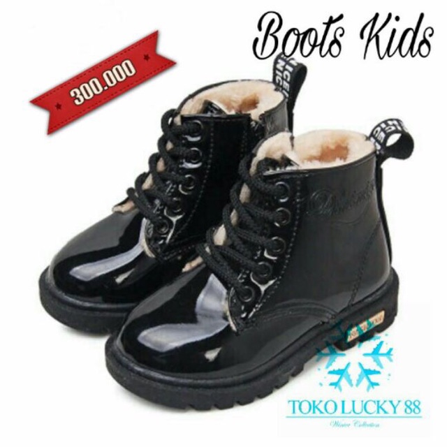 IMPORT Boots Kids Winter waterproof Musim Dingin Anak Lapis Bulu anti air salju