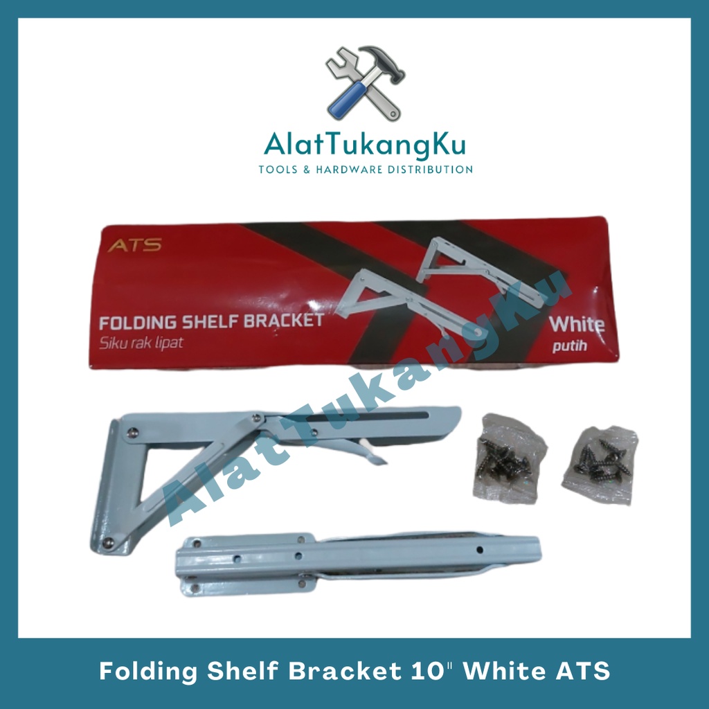 Siku Rak Lipat Putih 10" panjang 25 cm  / Siku Rak Tebal 10 Inch / Folding Shelf Bracket 10" White A