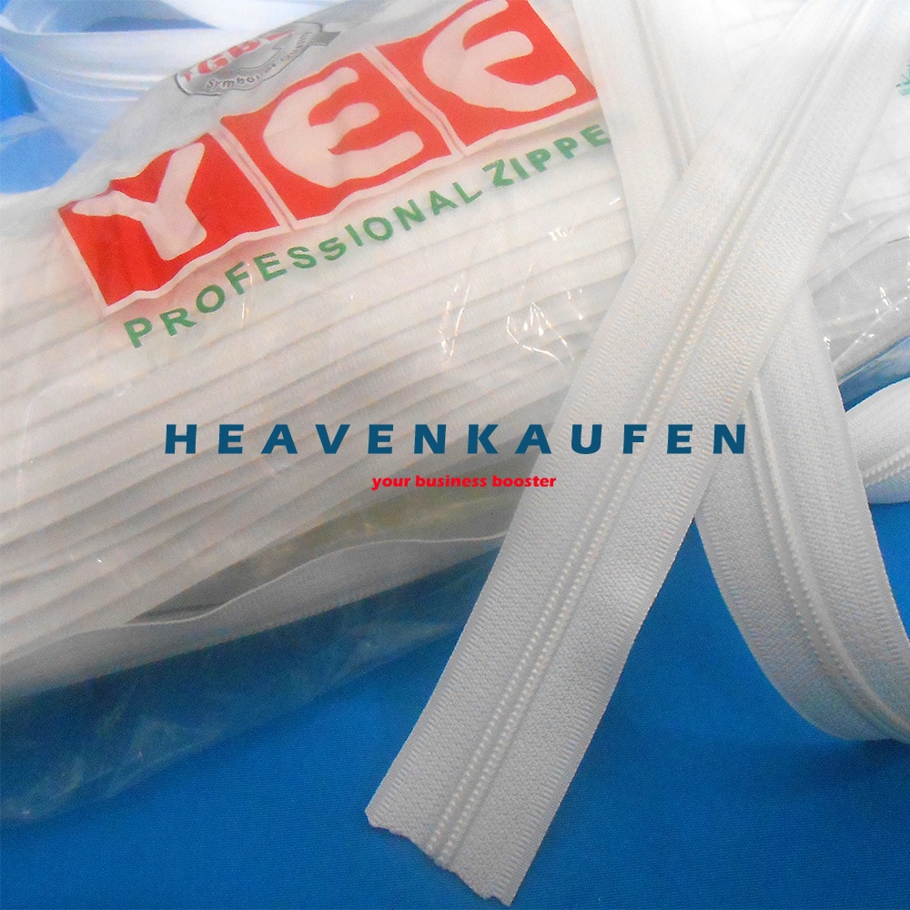 Resleting Zipper Ritsleting Retsleting Longchain YEE Coil Gigi Halus No 5 Warna Putih Meteran