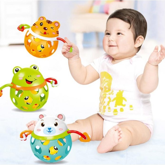 Mainan Rattle Animal Bulat Bayi - Kerincingan + Teether Baby