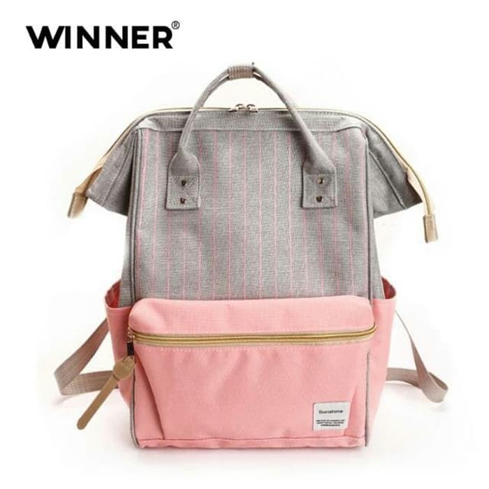 Promo 2024 Ransel Anello Backpack Tas Ransel Wanita Motif Salur Kombinasi Warna