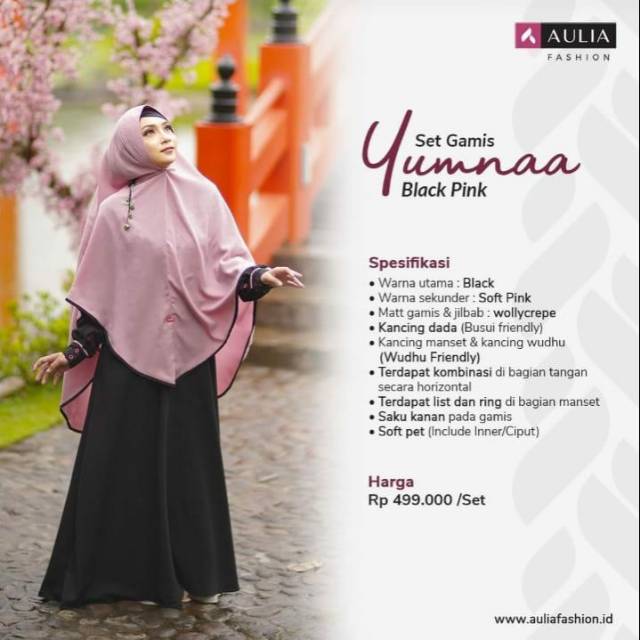 Gamis Aulia Yumma Black Pink