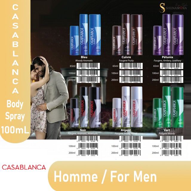 Casablanca Homme Body Deodorant Spray Pria 100 ml