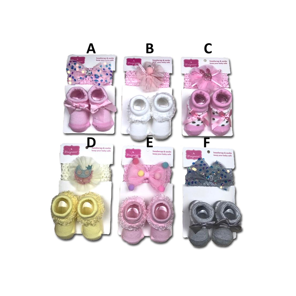 Set Kaos Kaki Bandana Pita Bayi MENGMEIXIN