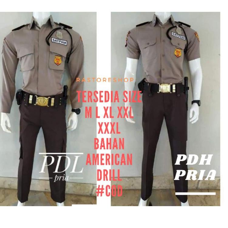 Terbagus.. SERAGAM SATPAM SECURITY BARU TERBARU PDH PDL WARNA COKLAT BAJU SERAGAM SETELAN STELAN SCU